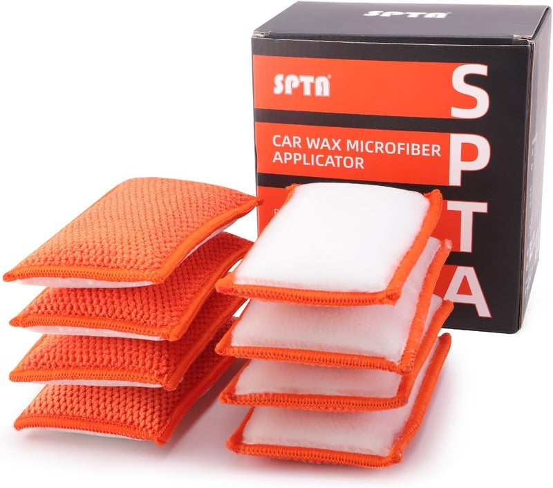 SPTA Car Interior Scrubbing Sponge, 8Pcs Scrub Ninja, Microfiber Car Wax Applicator, Car Wash Sponges for Car, Boat, Wood, Marble and Motorcycle, 6in x 3.3in x 0.8in - Image 1